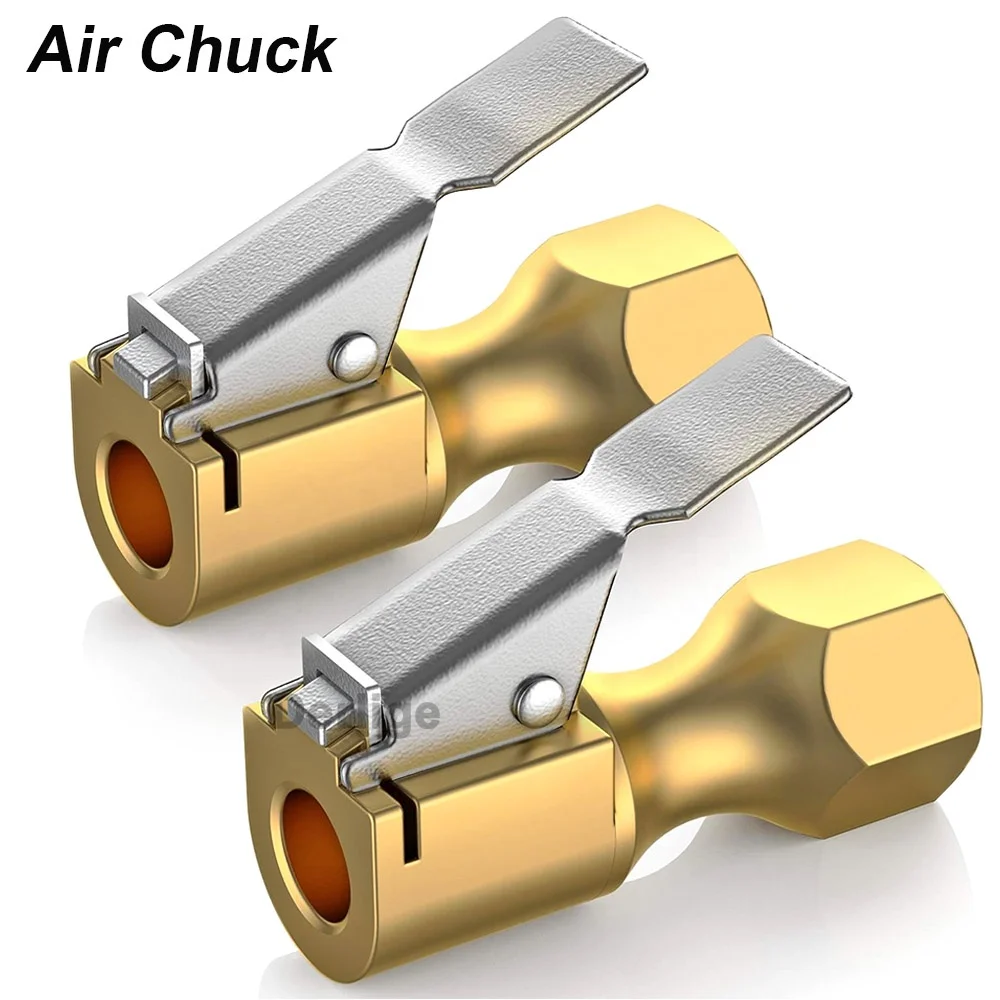 

1/4" NPT Open flow straight lock on air chuck with clip tire Inflator quick adapter connector Heavy duty