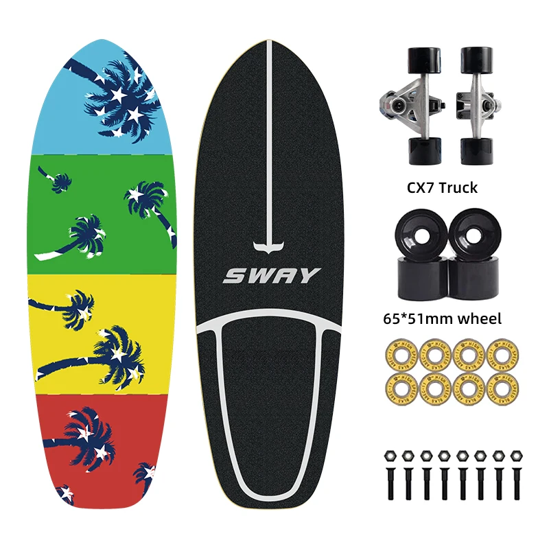 

SWAY CX7 In Stock Hot Sale Geele Surf Skate CX7 CX4 Truck Skate Skateboard 7 Ply Maple Wooden Land Carver Surfskate