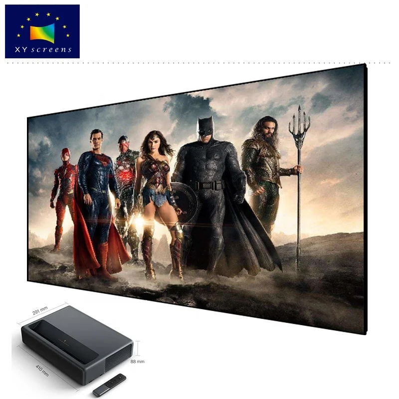 

XYscreens 120 inch Home Theatre Living Room 4K 3D HD TV with Thin Aluminum Fixed Frame UST Projector Screen with ALR PET Crystal, Dark grey