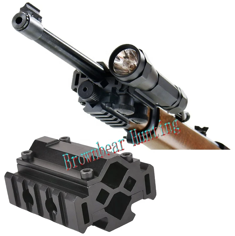 

Tactical Hunting Tri-Rail Barrel Mount 21mm Picatinny and Weaver Rails with 5 slots