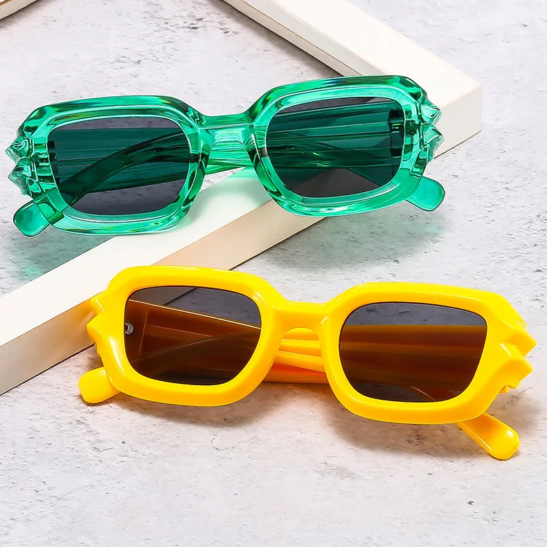 

2023 Fashion Retro Custom Logo Candy Colors 3D Thick Frame Sunglasses Women Men Colorful Small Square Sunglasses
