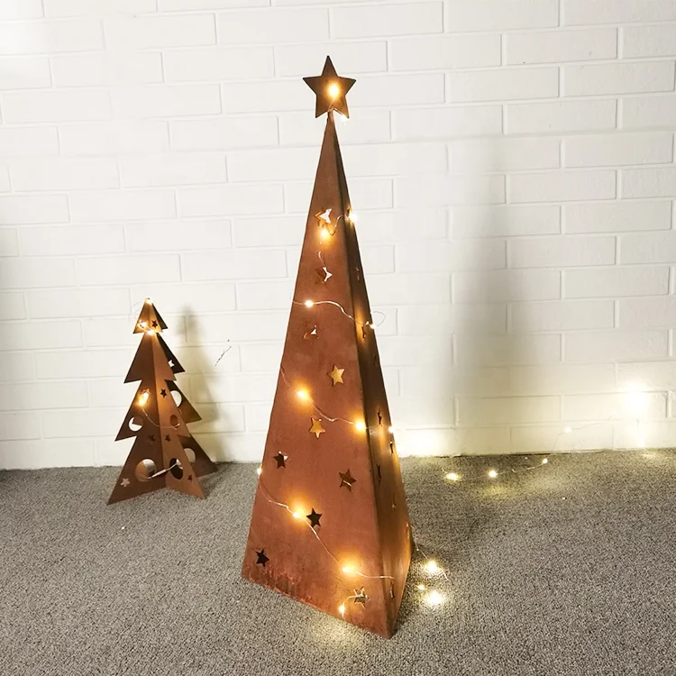 

Corten steel Christmas tree decoration pillar, Red
