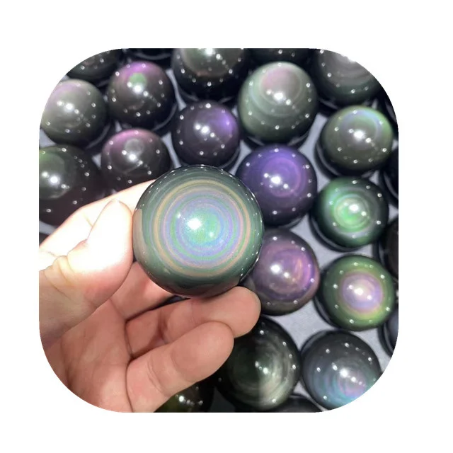 

New arrivals fine quality crystal spiritual ball natur rainbow obsidian spheres for Decor