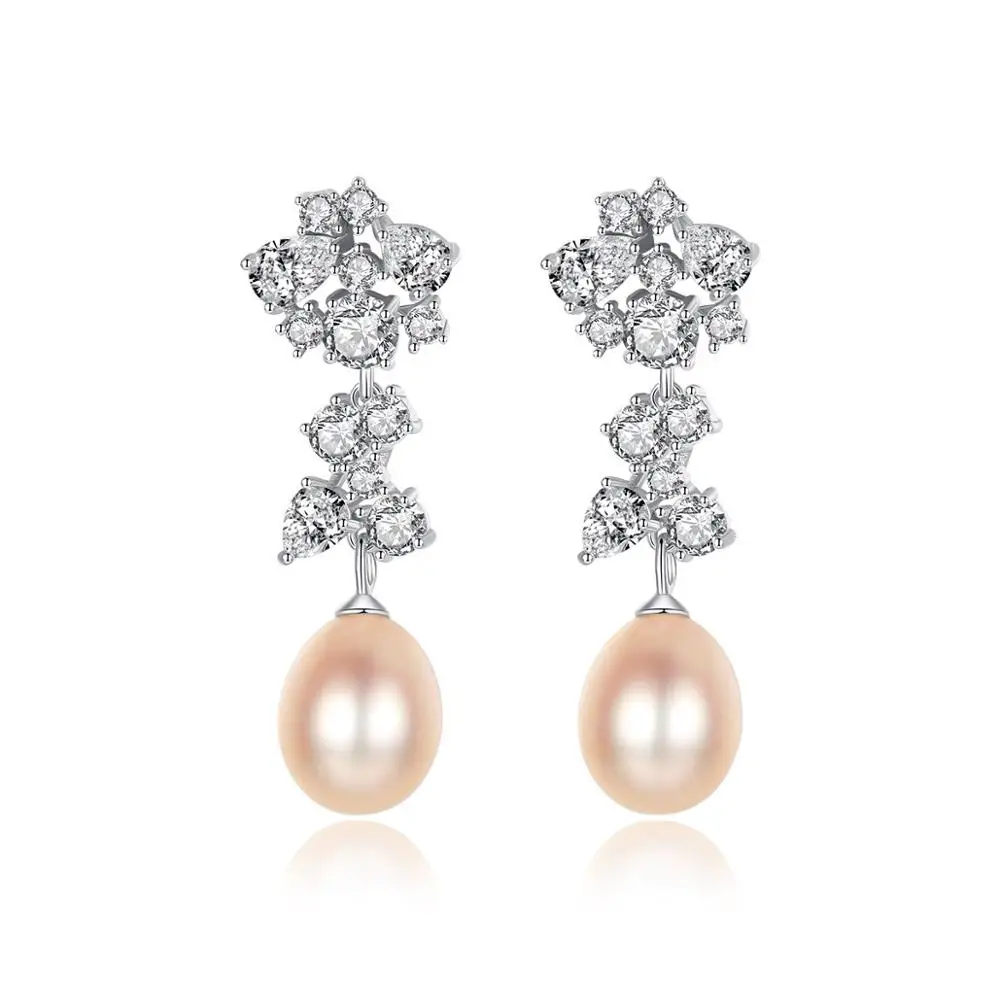 

Creative CZ S925 sterling silver pearl ladies trend jewelry for wholesale, White