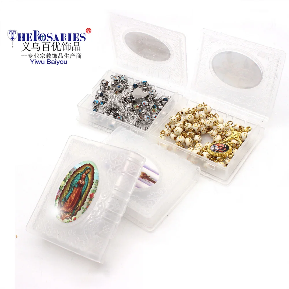 

Rosary Packing Box with Saint Picture Rosary Necklace Package Gift box