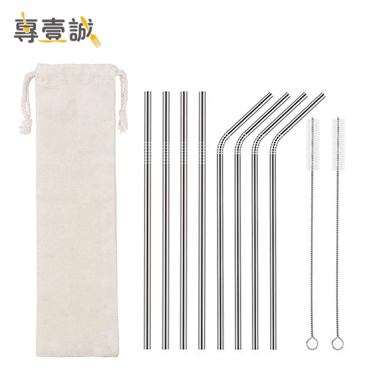 

Reusable Custom Portable Eco Metal Straw Set Gold Reusable Drink Stainless Steel Straw With Bag