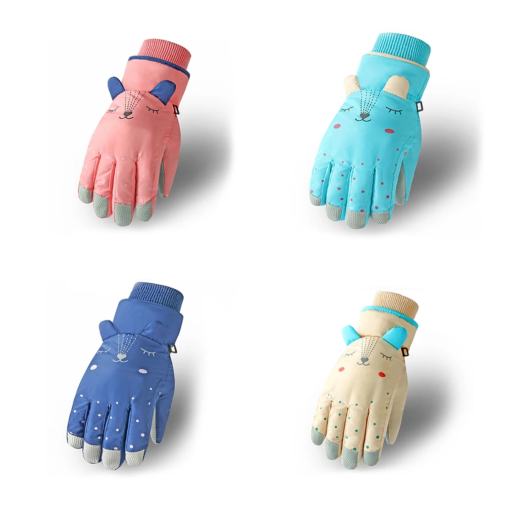 

Outdoor Kids Snow Gloves Winter Waterproof Windproof Ski Mittens Cold Weather 5-8 Boys Girls Thicken Warm Ski Gloves, Multi color