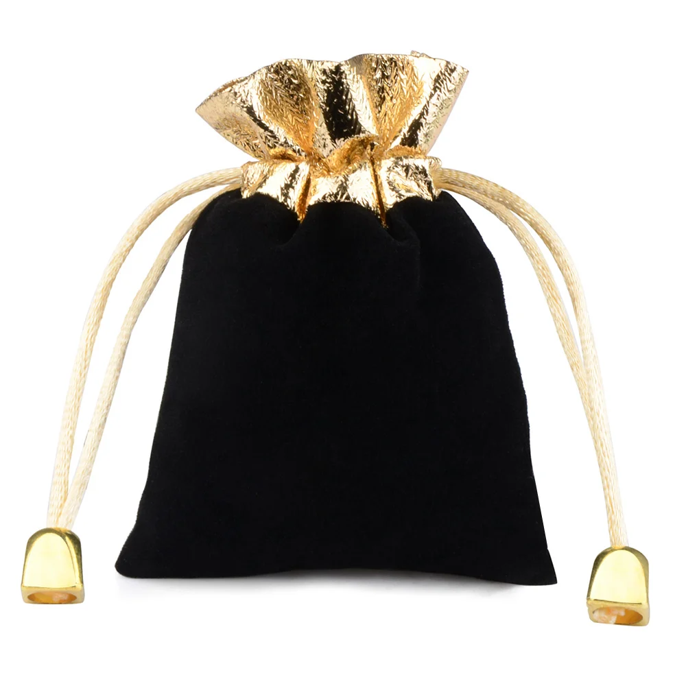 

15x20 cm Custom Design Gold Trim Velvet Jewelry Pouches Christmas Party Gift Bags