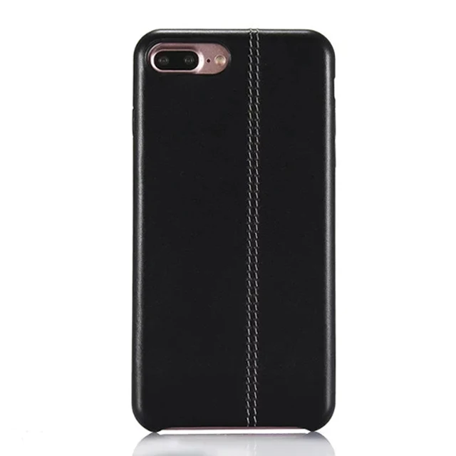 

Customized Logo Shockproof Cell Phone Cover Cowhide Leather Mobile Phone Case for iPhone7/8 Real Leather Case, Black