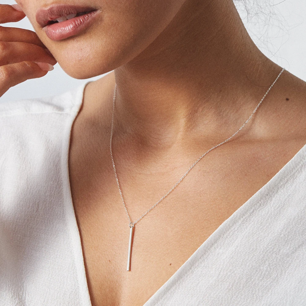 EManco European and American Fashion New Stainless Steel Gold Plated Necklace Geometric Rectangular Pendant 316L Titanium Steel