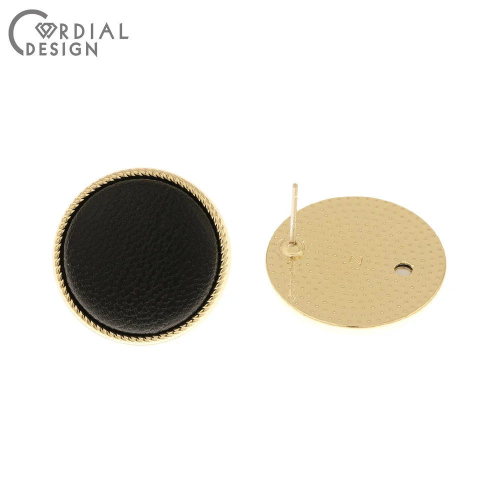 

Jewelry Accessories Cordial Design 50Pcs 22*22MM Jewelry Accessories Earrings Stud Round Shape Hand Made Leather Effect DIY Make