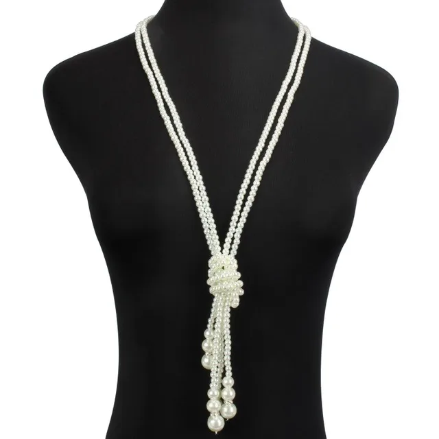

Ecoparty Fashion Faux Pearls Necklace 1920s Flapper Beads Cluster Long Pearl Necklace for Gatsby Costume Party