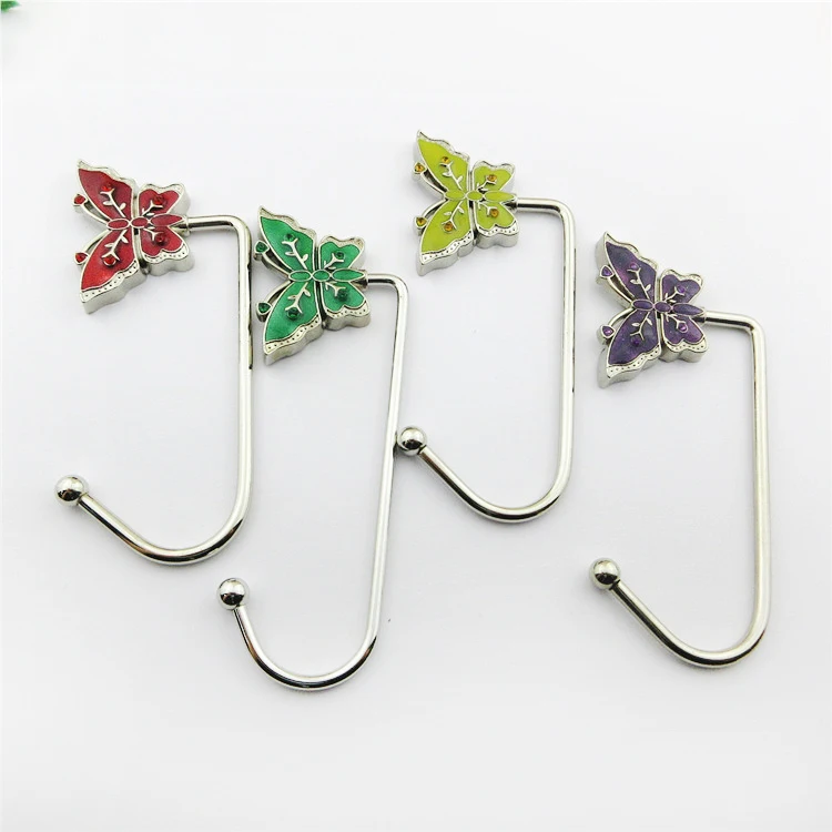 

Factory Made Enamel Filling Butterfly Design Straight hook Handbag holder bag holder hook, Pantone