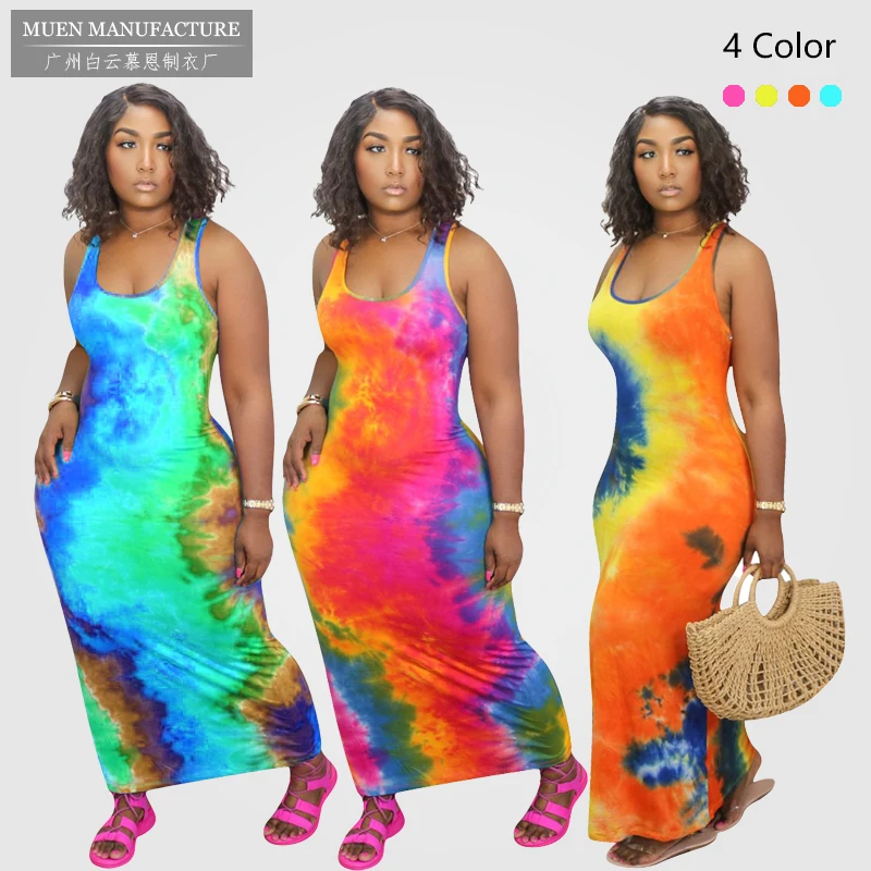 

N1185 2021 New Arrival Summer Women Casual Print Dress Lady Bodycon Dress Long Dress Women Maxi