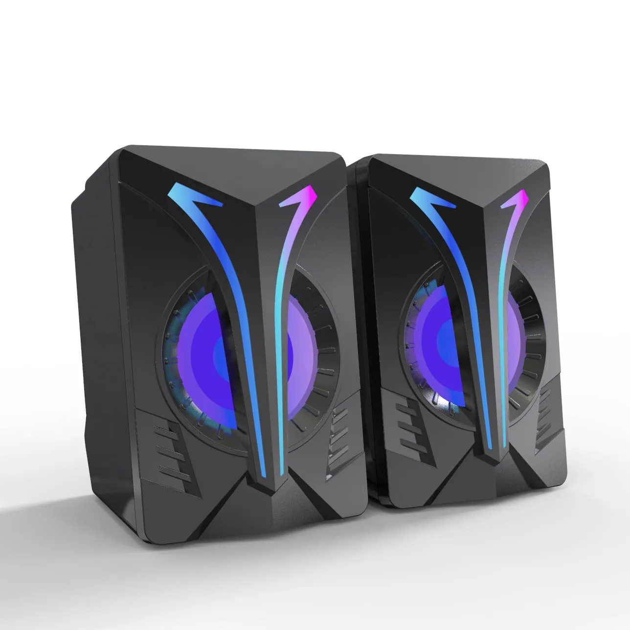 

2021NEW 2.0 Portable RGB light up cool 5W computer wired led speakers creative PC laptop USB mini usb speaker subwoofer, Black