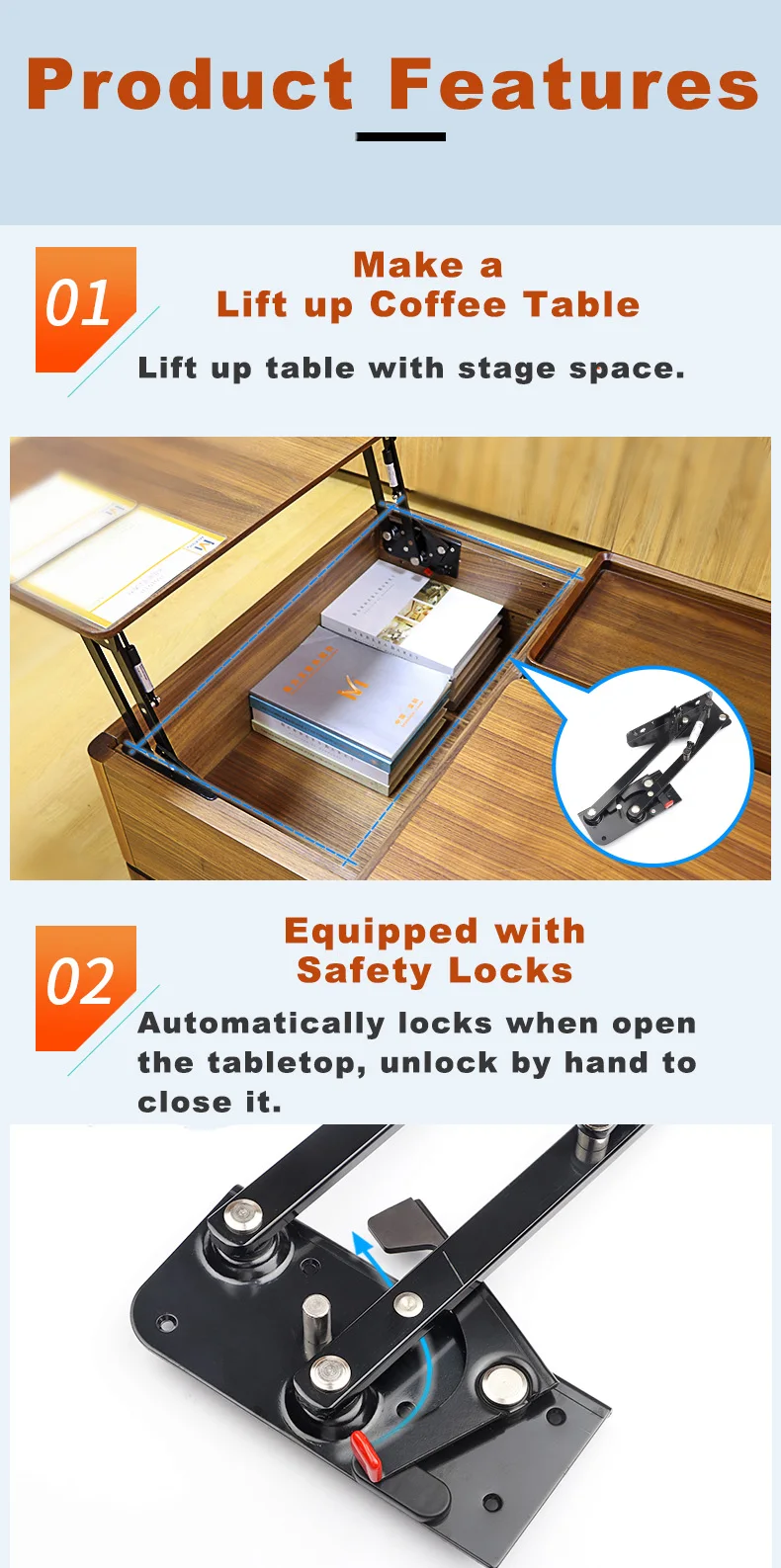 Multifunctional Lift Top Coffee Table Hinge Mechanism For Coffee Table