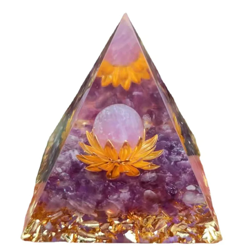 

Natural Crystal Orgonite Pyramid Seven Chakra Spirit Healing