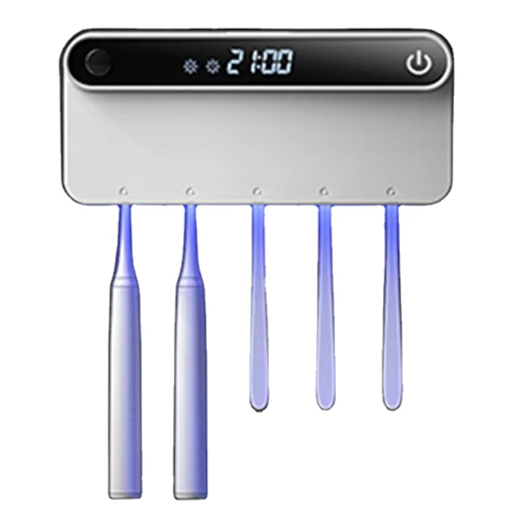 

Family Wall Mounted Toothbrush Sanitizer Holder UV Light UVC Sterilizer Type-C Charge Electric magnetic toothbrush holder