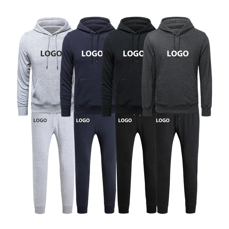 

Custom Printed Sport Training Wear French Terry Men Gym Fitness Joggers Tracksuit Plus Size 2 piece Hoodie set Training Suit