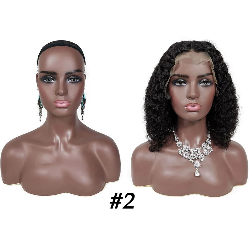 
Wig Mannequin Head And Bust Realistic Female Bald Wig Display Stand Afro Mannequin Head with Shoulders 