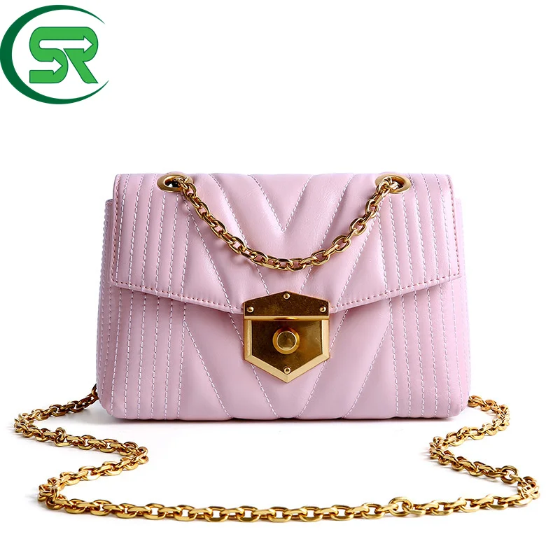

2021Fashion Genuine Leather Woman Bags Chain Sling Shoulder Bag Handbags For Women
