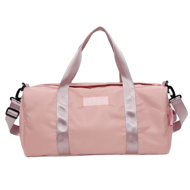 

Wholesale custom ladies small waterproof washable pink gym duffle bag with shoe compartment, Customized color