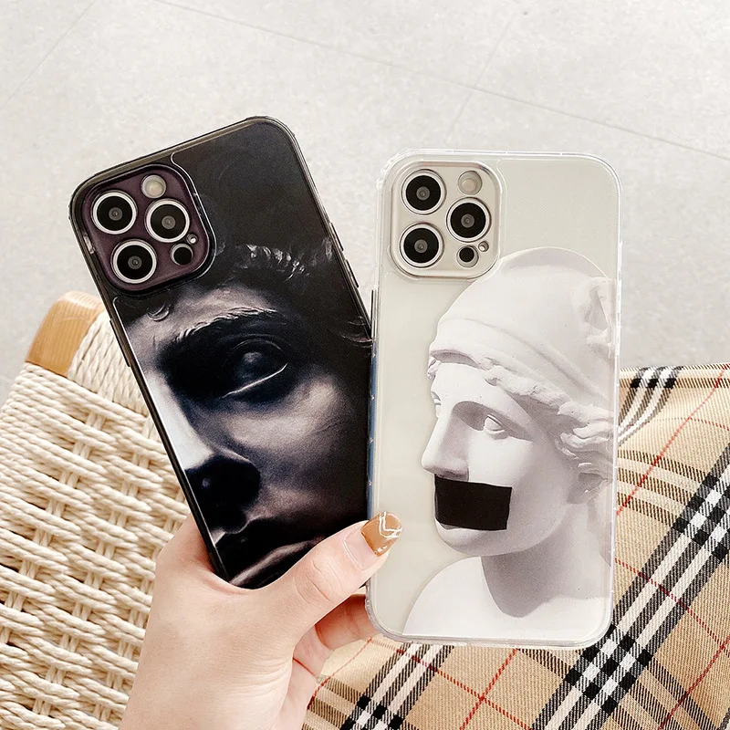 

Funny Art Statue Phone Case For iPhone 11 12 Pro Max XR XS Max 7 8 Plus X Bumper Back Cover