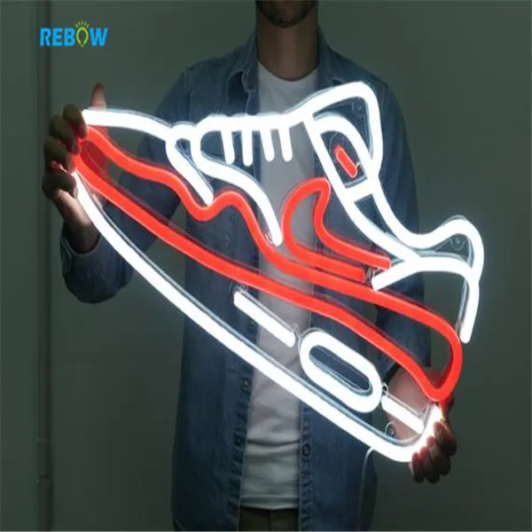 
Rebow Manufacturer Rolling Stones Shoes Led Glass Flex Neon Custom Sign 