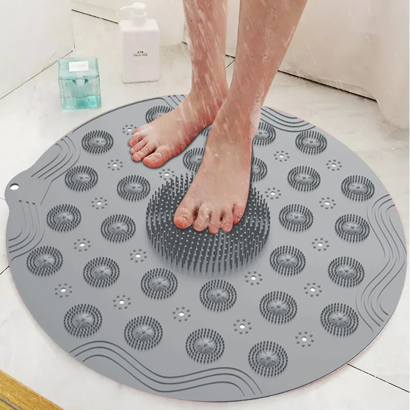 

Waterproof Silicone Slip proof New Bathroom Foot Scrubber Mats with Suction Bottom
