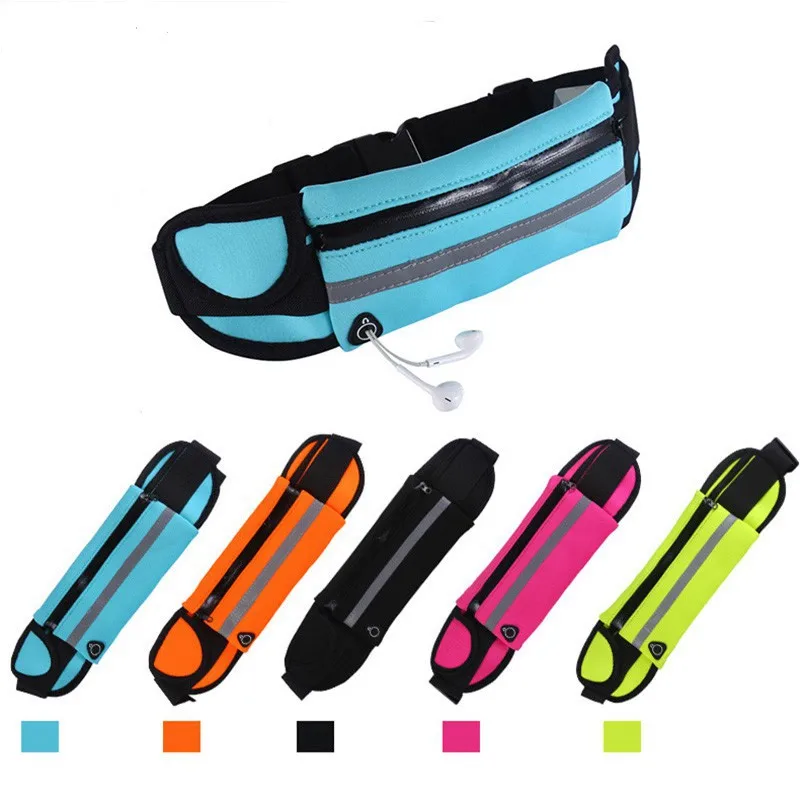 

2021 Custom Running Waist Bag Fanny Pack With Water Pocket, Green/black/orange yellow/rose red/blue