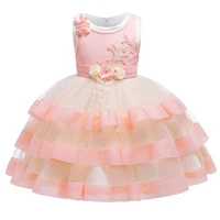 

2019 New Arrival Design Kids Children Flowers Girl Dress Cake Layered Children Baby Dress Model L5155