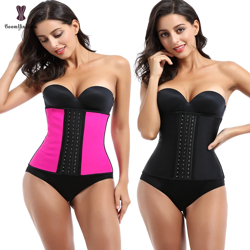 

Fajas colombianas 3 Hooks Waist Trainer 9 Steel Boned Corsets Ann Chery Smooth Latex Girdle Plus Size, Black,pink,purple,nude,blue