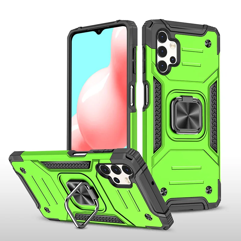 

Ring Phone Case For Samsung Galaxy A32 A52 A72 5G A12 Rugged Hybrid Armor PC+TPU Shockprooof Cover With Kickstand Metal Plate