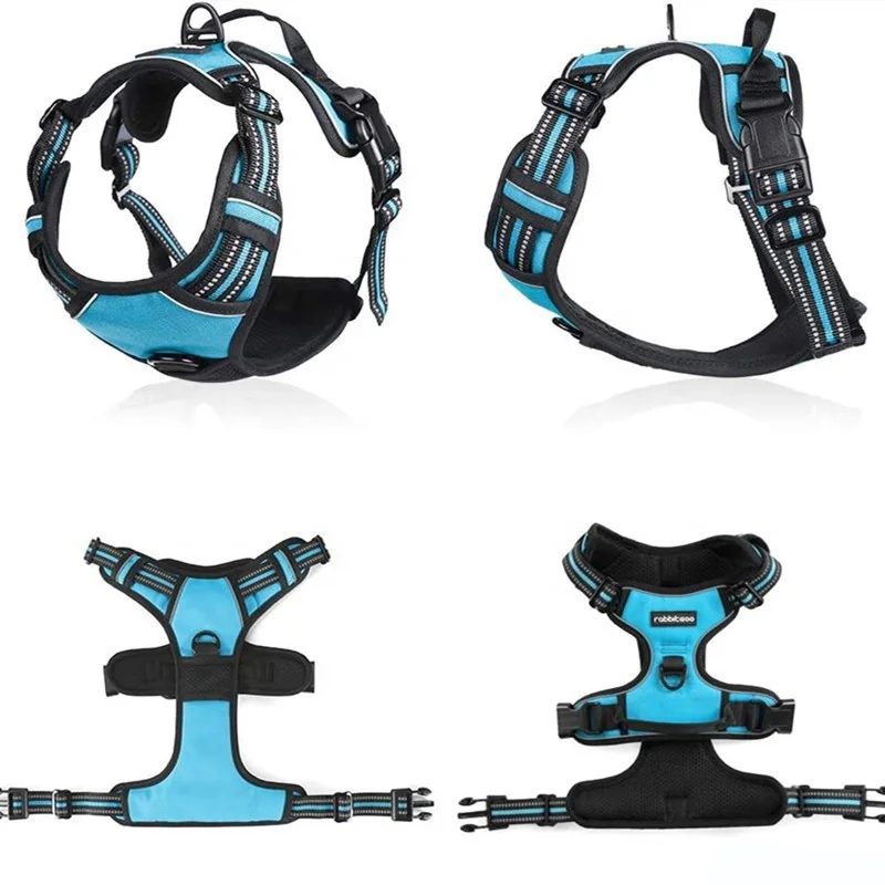 

Top 5 Supplier 2 Leash Clips Adjustable Soft Padded Reversible Halter Custom Dog Harness And Leash, As picture