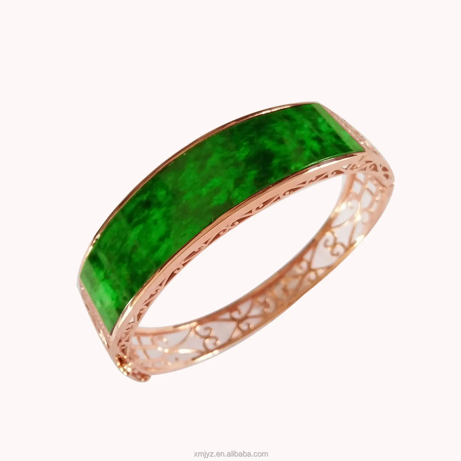 

Certified Myanmar Jadeite Flower Green Bracelet Processing Custom Rose Gold Inlaid Jade Gold Inlaid Jade Bracelet