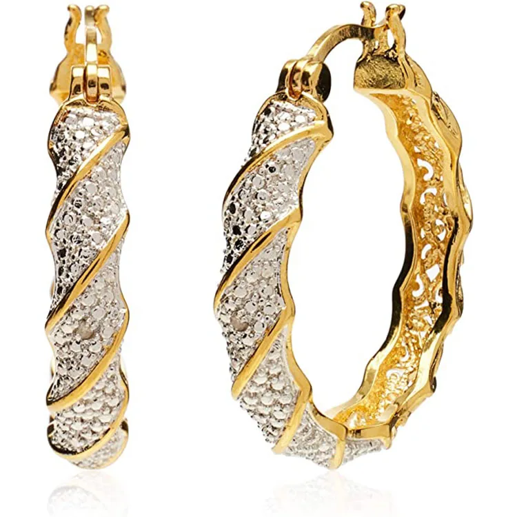 Fashion Two Tone Earring Gold Earring Round Hoop Earrings for Women