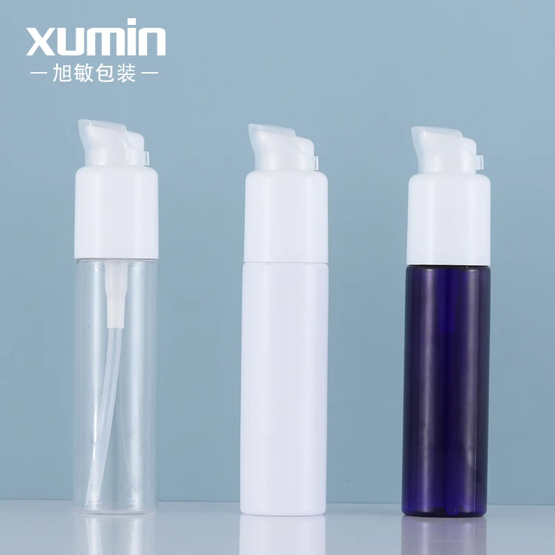 

wholesale cosmetic white plastic pet bottle 30ml cosmetic packaging with lotion bottle pump