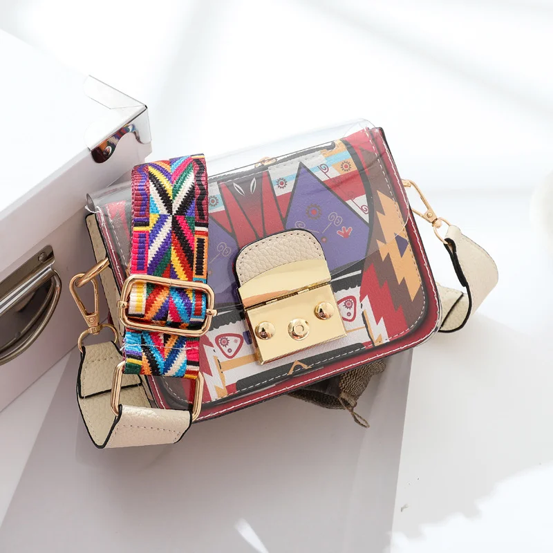 

Colorful Beautiful Design Transparent Jelly PVC Bag Colorful Strap Crossbody Bags Women Daily Office Handbags