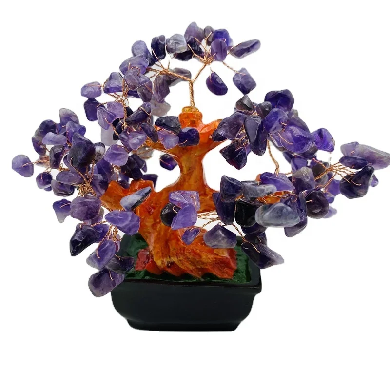 Wholesale Custom Resin Crafts Natural Gemstone Chips Crystals Trees Crystal Money Tree