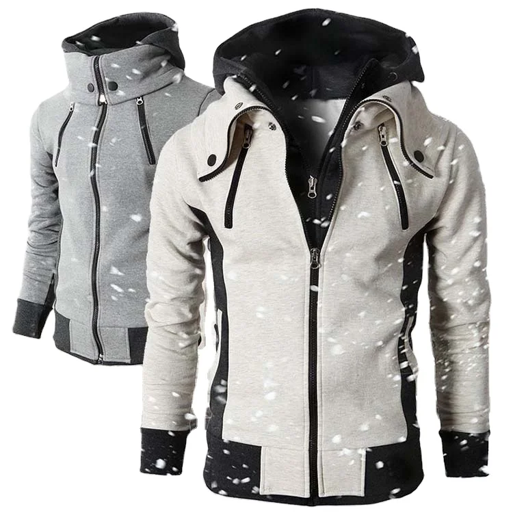 

Popular Men's Hooded Thickened Jacket Casual Autumn and Winter Mens Zipper Hoodies Outdoor Windbreaker Coat Cotton Hoodies, White, gray, black