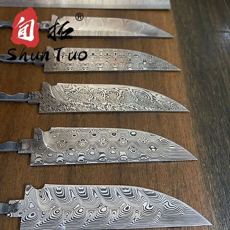 

High quality handmade Swiss powder Swedish damascus steel embryo sword embryo small straight tea needle knife