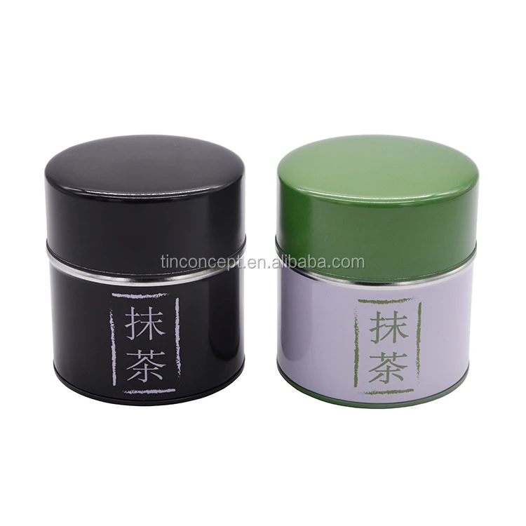 Food Grade Custom Printed plug lid Matcha Tea Tin Box