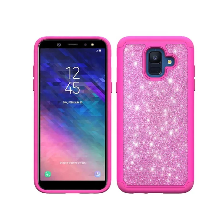 

Saiboro glitter pu leather skin tpu back cover mobile phone case for samsung galaxy a6 2018, Multi colors