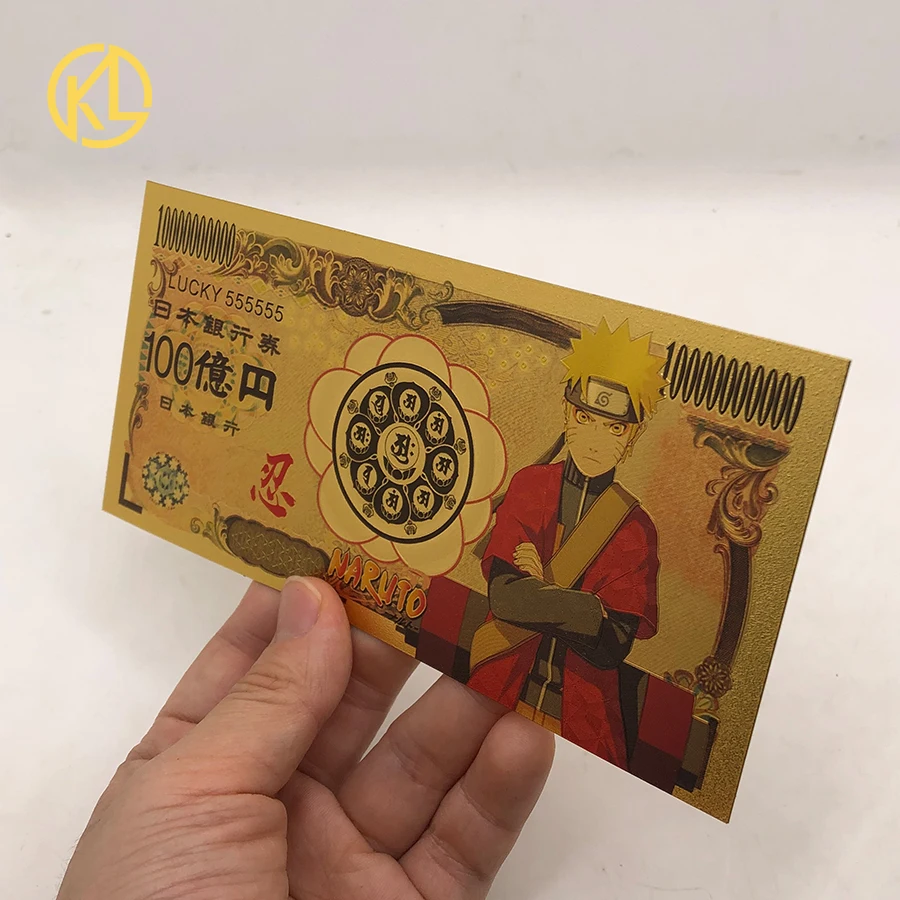 

14 Designs Japanese Anime -NARUTO Yen Gold plastic souvenir Lucky Banknotes for classic childhood memory Collection cards