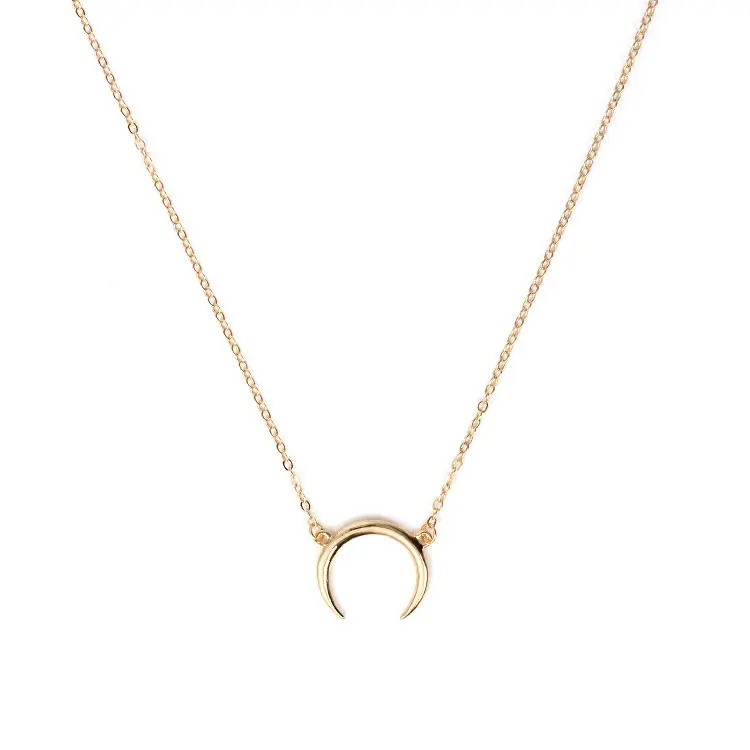 

SC Wholesale Dainty Crescent Pendant Choker Necklace Jewelry Summer Simple Gold Plated Arc Moon Necklace Women Gifts