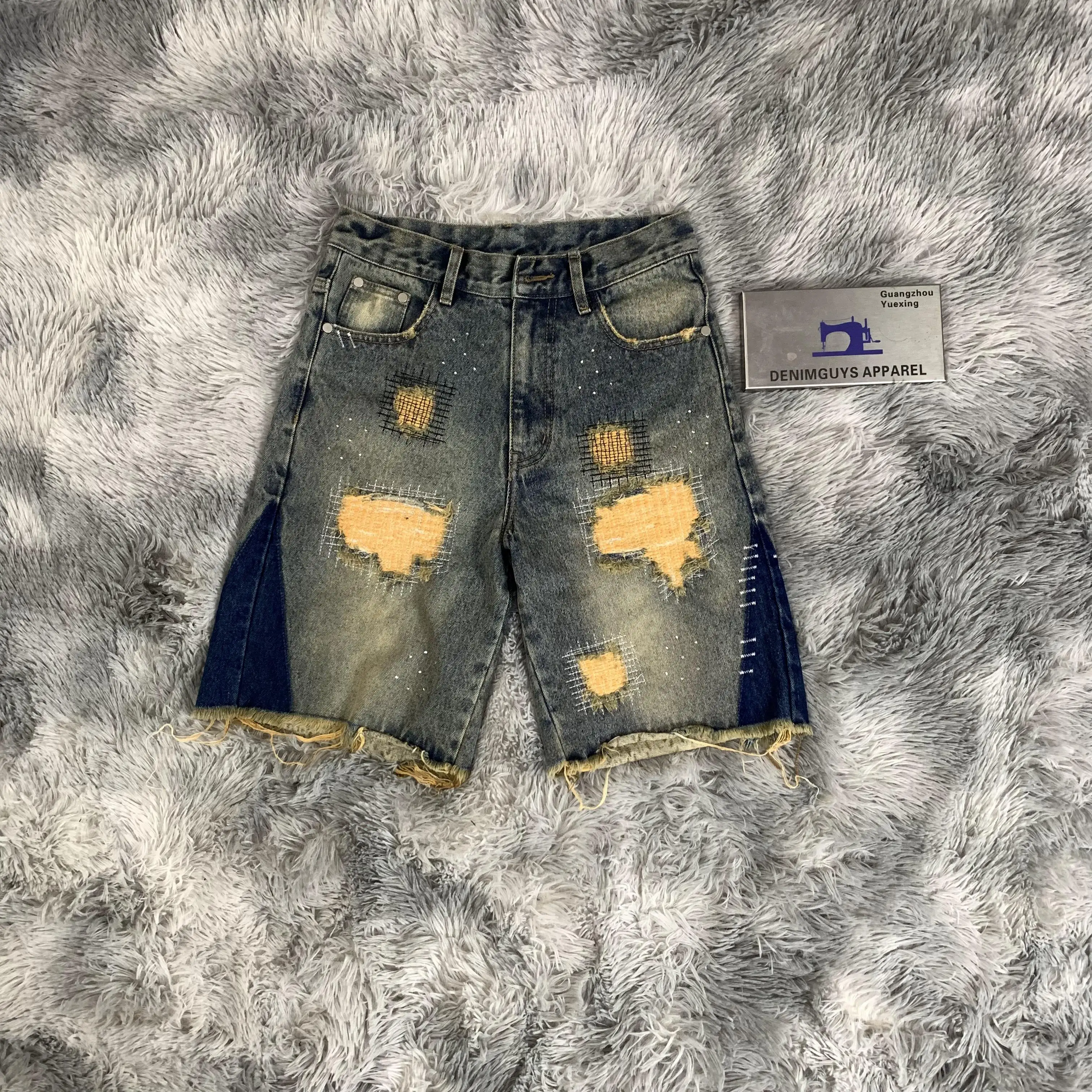 DENIMGUYS Mens Jean Shorts Distressed Ripped Denim Shorts Summer Casual Vintage Loose Men's Jorts