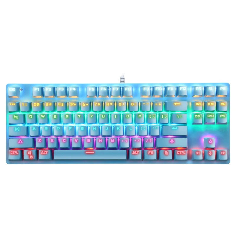 

Fashionable 87 keys white pink black color rgb gaming keyboard and colorful mouse combo keycaps colorful, Multi base color