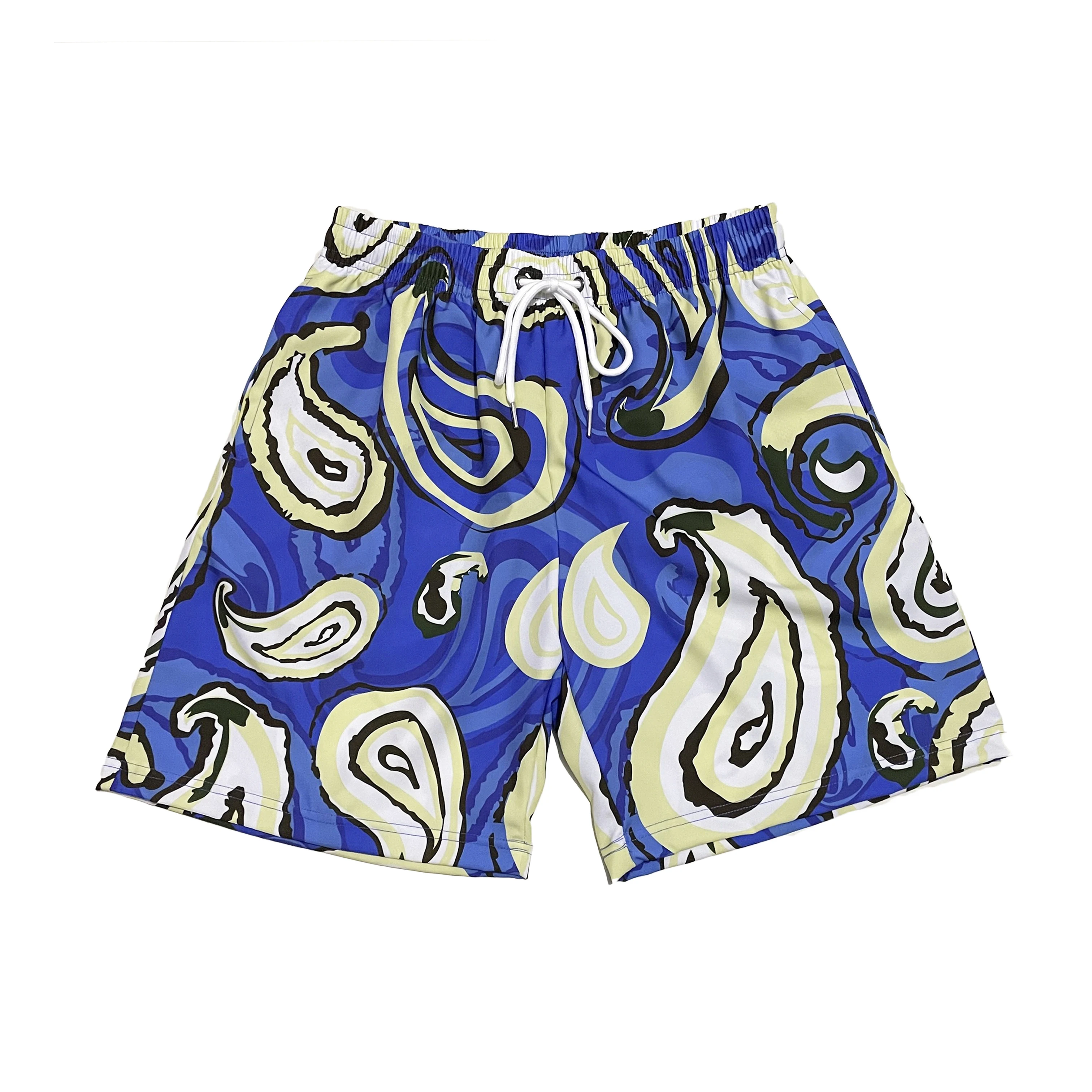 

Summer wholesale board paisley custom printed graphic bandana shorts sublimation beach retro swimming trunks for men