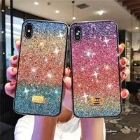 

USLION Luxury Diamond Case for iPhone 11 Pro Max XR Acrylic Back Cover TPU Gradient Glitter Bling Cover Case