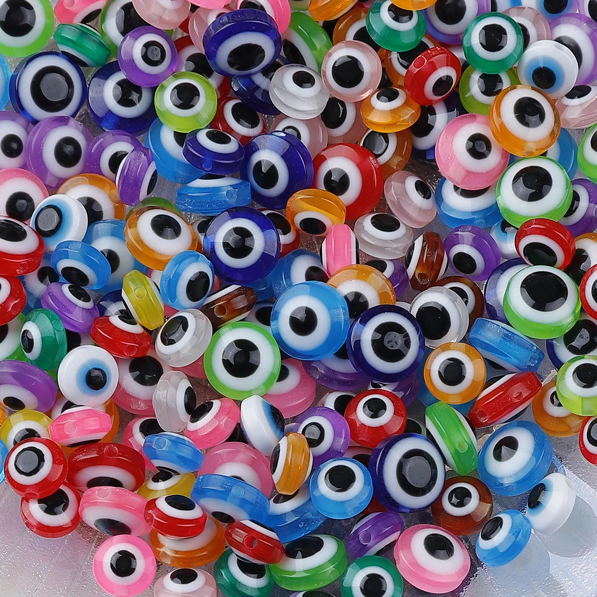 

Flat Round Disk Animal Eye Resin Spacer Beads for Jewelry Making DIY Bracelet Beads, Mixed color